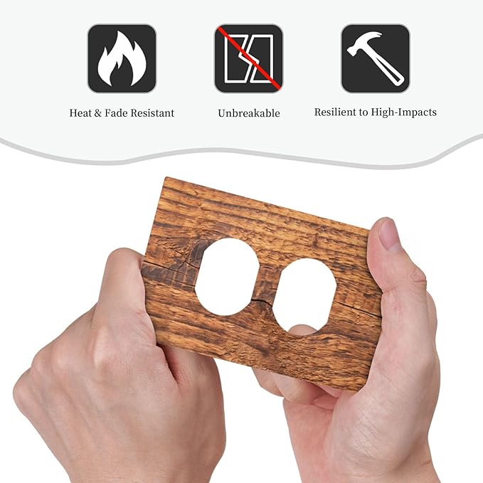 Brown Wood Grain Rustic Natural Burl Print Outlet Covers 1 Gang Duplex Light Switch Cover Decorative Switch Plates Electrical Receptacle Faceplate Wall Plate for Farmhouse Home Decor