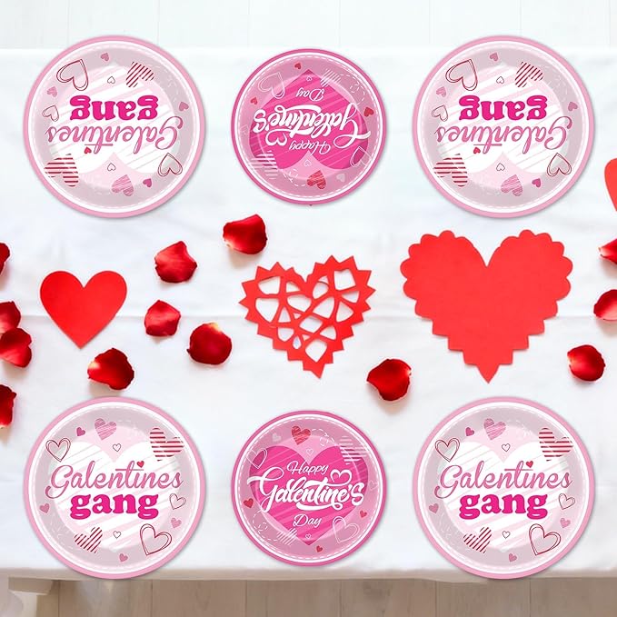 Wiooffen 96 Pcs Galentine's Day Party Plates Napkins Tableware Set Galentines Supplies Disposable Dinnerware Galentines Day Decoration Favors for Valentine, 24 Guests
