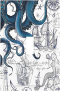 Nautical Vintage Map Octopus Mermaid Lighthouse Boat Decorative Light Switch Cover 1 Gang Single Toggle Device Electrical Faceplate Switchplates Decorator Outlet Wall Plate for Bathroom Kids Room
