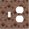 Earth Tone Floral Rustic Damask Boho Flower Wallplates 1 Toggle 1 Duplex Switch Plate Electrical GFCI Faceplate Decorative Light Switch Covers for Farmhouse Home Decor