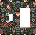 Vintage Birds Berries Mid Century Floral Flower Outlet Covers 1 Toggle 1 Rocker Combination Decorative Wall Plate Electrical Switch Plates Light Switch Cover Plate for Bedroom Living Room Decor