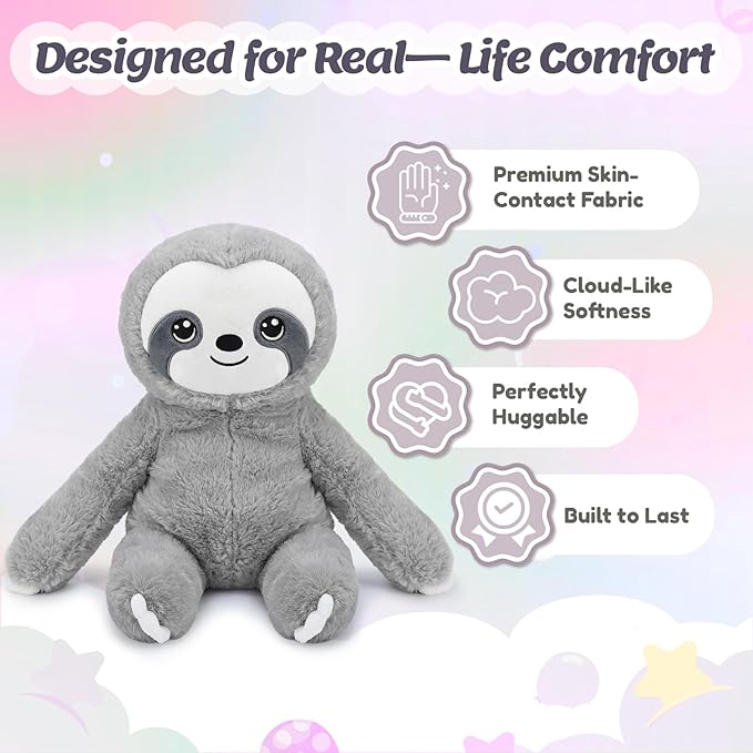 BRICHOEE 5lbs Weighted Sloth Stuffed Animals, 20'' Weighted Comfort Sensory Soothing Plush Toy, Cuddling Calming Cuddle Companion Gifts for Adults & Kids