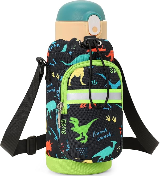 Water Bottle Carrier for Kids - Water Bottle Holder with Strap, Boys Girls Water Bottle Sling Bag for 10/12/14/16/18Oz Water Bottles Walking Hiking Camping