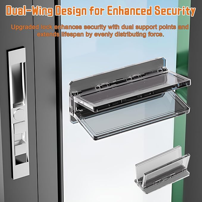 Sliding Door Lock 2 Pack, Child Safety Proof Locks for Sliding Window Security, Sliding Glass Doors Easy Installation, No Tools Required, Extra Strong Adhesive