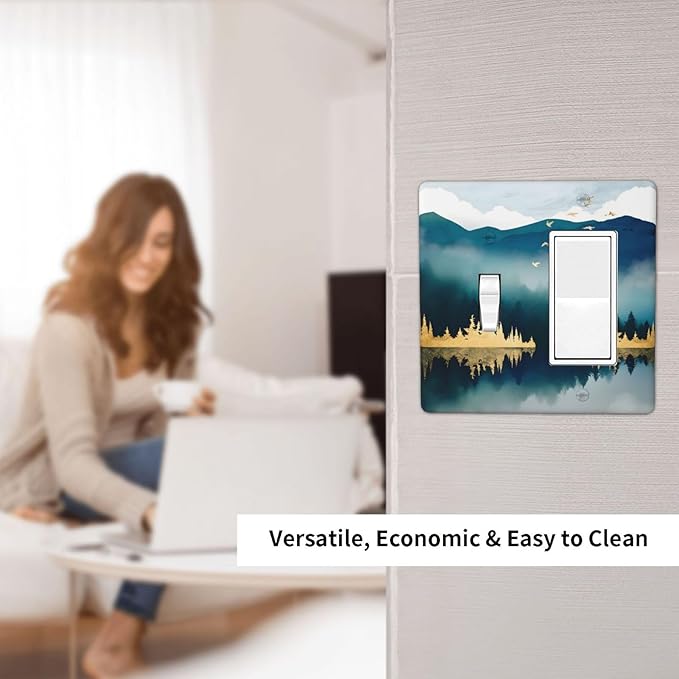 Mountains Landscape Lake Bird Reflection Outlet Covers 1 Toggle 1 Rocker Combination Decorative Wall Plate Electrical Switch Plates Light Switch Cover Plate for Bedroom Living Room Decor