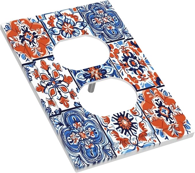 Outlet Covers Colorful Talavera Mexican Tile 1 Gang Duplex Light Switch Cover Decorative Switch Plates Electrical Receptacle Faceplate Wall Plate For Bathroom Kitchen Decor