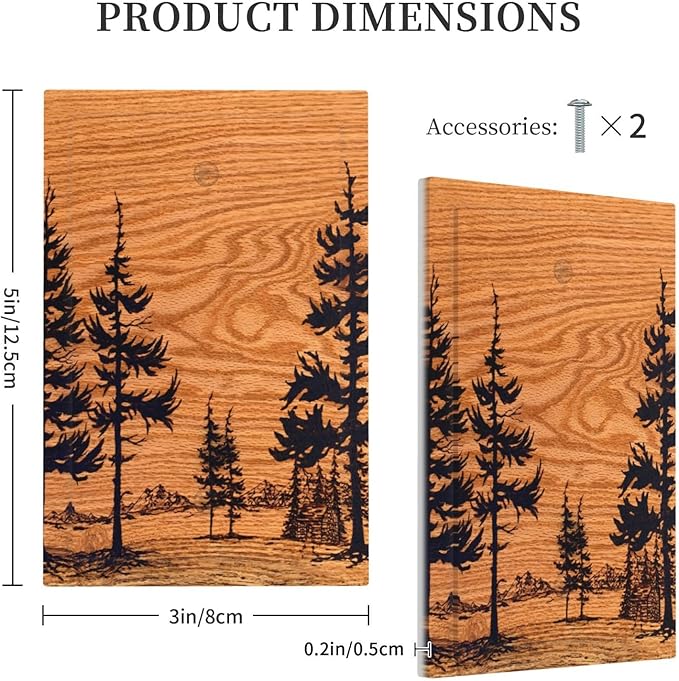 Pine Forest Natural Scenery Silhouette Wood Grain Light Switch Cover Plate 1 Gang No Device Blank Electrical Wall Plates Faceplate Decorative Switch Plate Covers for Farmhouse Home Decor