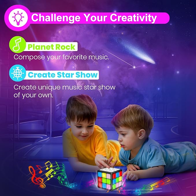 Xinbeiya Rechargeable Handheld Cube with Games - 15 Fun Brain & Memory Games with Score Screen for Kids Teens - Christmas Easter Birthday Gifts for Boys Girls Ages 6-12+ Years Old (Black)