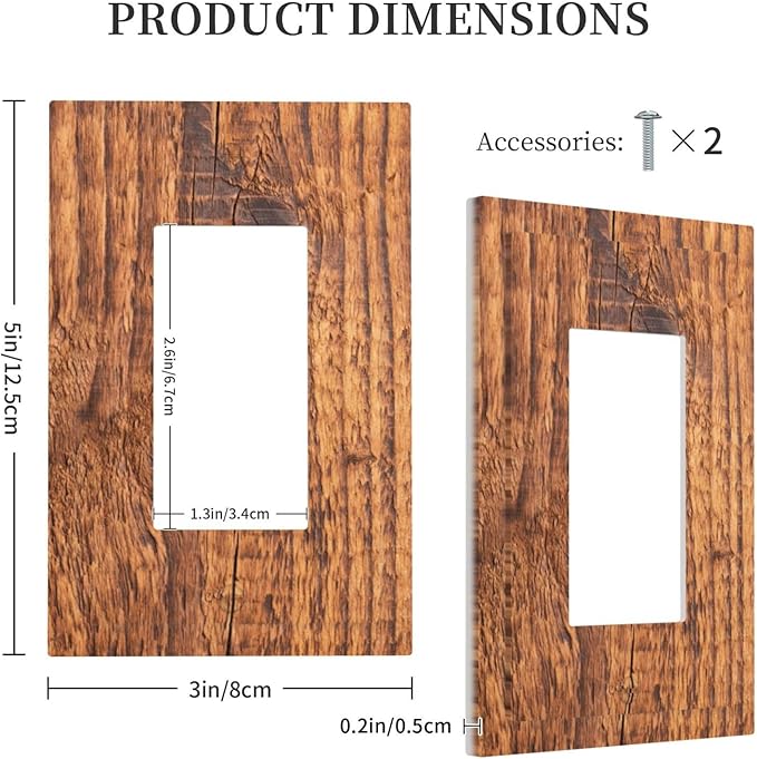 Brown Wood Grain Rustic Natural Burl Print Decorative Outlet Covers 1 Gang Single Rocker Light Switch Cover Plate Wall Plates GFCI Faceplate for Farmhouse Home Decor