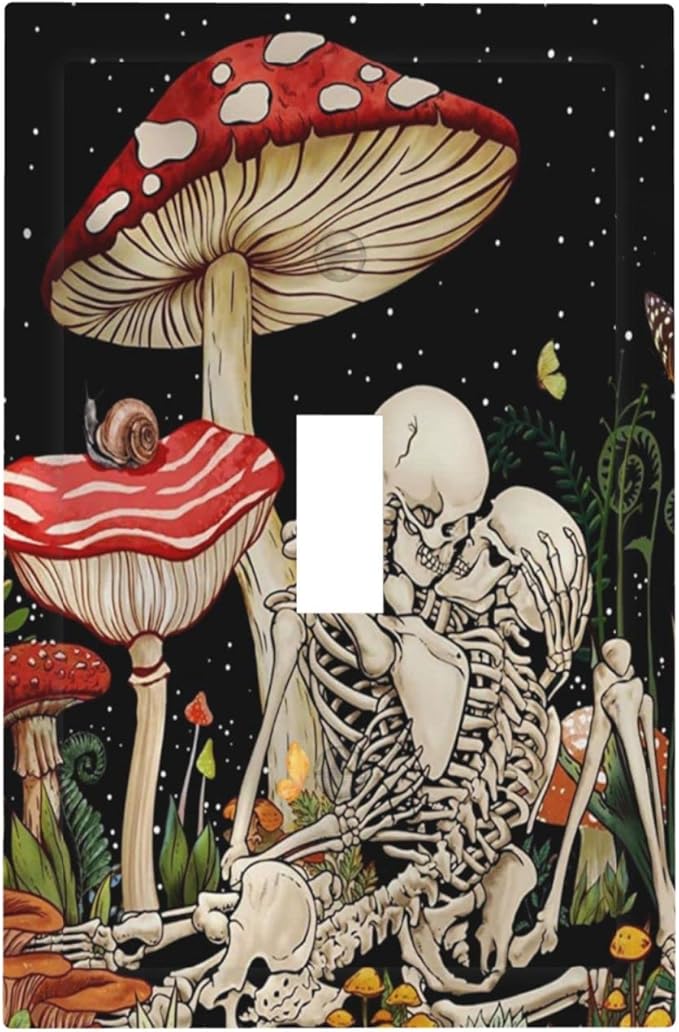 Mushroom Skull Skeleton Moon Single Toggle Wall Plates Decorative 1 Gang Light Switch Cover Star Plants Flora faceplate for Kitchen Living Room Accessories Decor