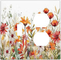 Watercolor Wild Flower Floral Daisy Plant Wallplates 1 Toggle 1 Duplex Switch Plate Electrical GFCI Faceplate Decorative Light Switch Covers for Bedroom Living Room Decor