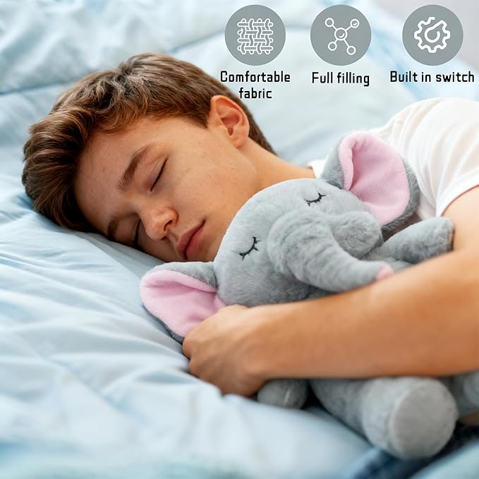 rytopt Breathing Stuffed Animal, Upgraded Version, No Breathing Movement in Its Abdomen, Elephant Stuffed Animal, 4 Gear Adjustment, Volume Control & Music