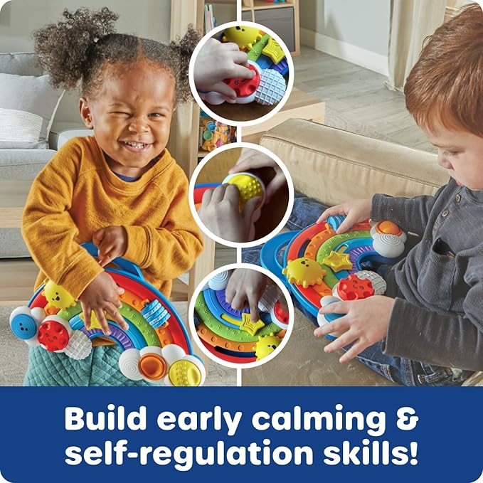 Learning Resources Rainbow Busy Board - Montessori Busy Board, Toddler Sensory Toys, Boy and Girl Travel Toys for Toddlers, Fine Motor Toy, Sensory Toddler Travel Activities, Educational Gifts