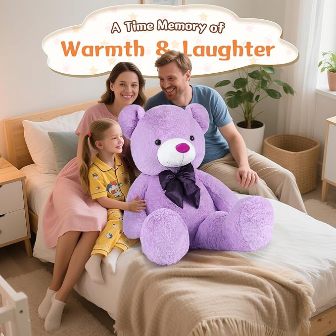 MorisMos Giant Teddy Bear 4 Feet, 47inch Big Lavender Teddy Bear Stuffed Animal Plush for Girlfriend, Boyfriend, Purple