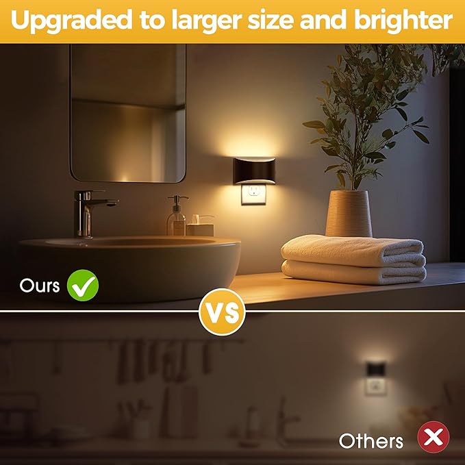 L LOHAS LED Night Lights Plug into Wall, 2 Pack Dimmable Modern LED Bright Night Light for Kids,Dusk to Dawn Sensor, 0-150LM Adjustable Brightness,Soft White 3000K, for Hallway Bedroom Stairway