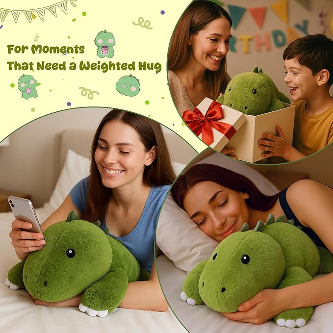 SQEQE Weighted Stuffed Animals Dinosaur Plush, Weighted Stuffed Animals Dino Plushies for Cozy Comfort, Soft T-Rex Pillow Toy for Kids Adults, Valentines & Birthday Gifts 23.6 Inch 3.8 Lbs