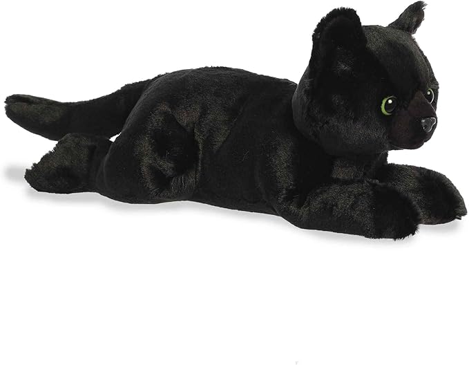 Aurora® Adorable Flopsie™ Twilight Cat™ Stuffed Animal - Playful Ease - Timeless Companions - Black 12 Inches