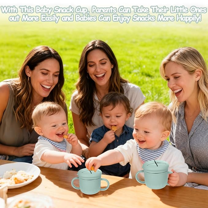 Toddler Snack Containers Stainless Steel Spill-Proof Snack Containers for Toddlers with Spill-Proof Silicone Lids and Handles 4-in-1 Baby Snack Cup is Dishwasher Safe for Easy use On The Go（Green）