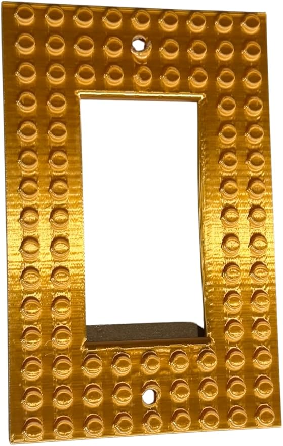 Brick Wall Plate, Rocker Toggle Light Switch Cover for Kids Bedroom, Game Room, 1-Gang (Gold)
