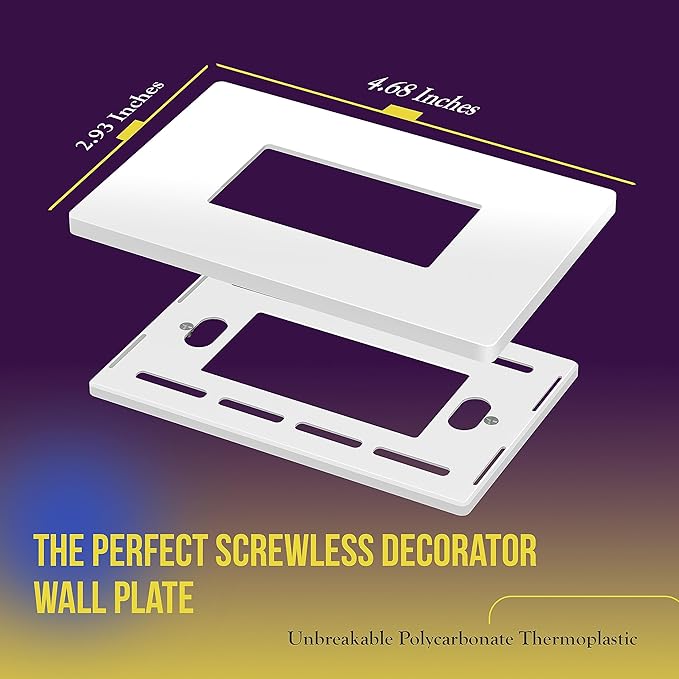 ENERLITES Screwless Decorator Wall Plates Child Safe Outlet Covers, Size 1-Gang 4.68" H x 2.93” L, Unbreakable Polycarbonate Thermoplastic, SI8831-W-40PCS, Glossy, White (40 Pack)
