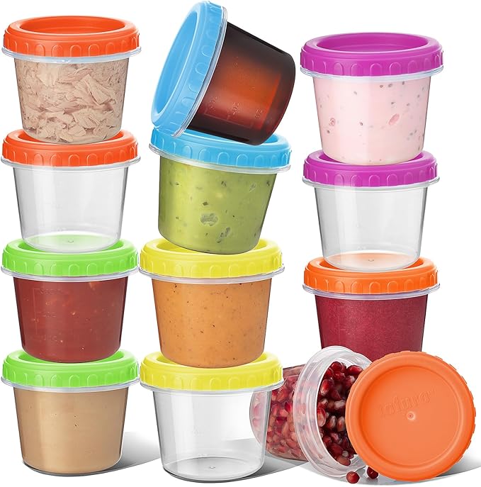 Tafura Small Lunch Containers [12 Pack] 4 Oz. with Lids | Snack for Condiment Puree, Snacks, and More Reusable, BPA Free, (HG-4-12C)