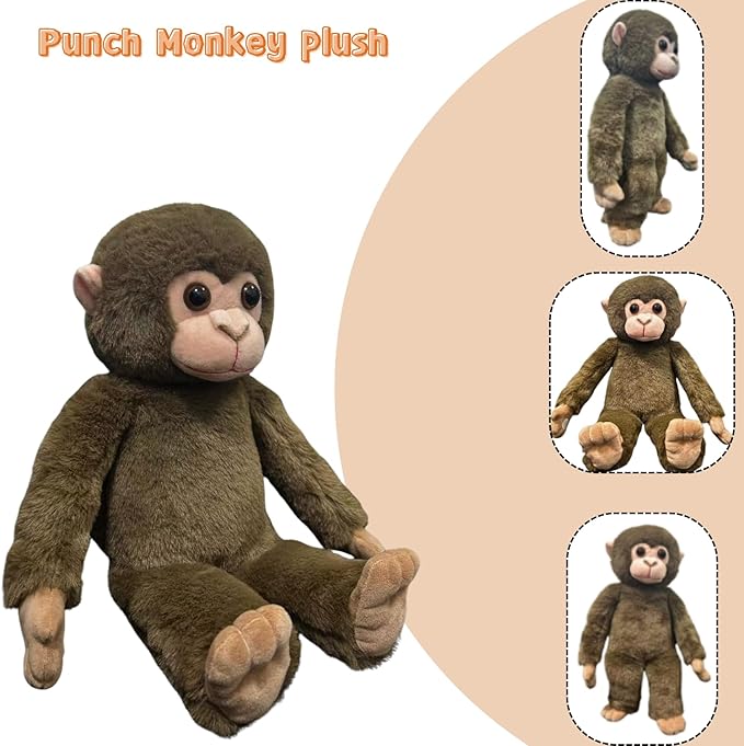Punch Monkey Plush Toys, Punch Baby Monkey Stuffed Animals, Cuddly Huggable Orangutan Plushies Doll, Gift for Kids and Adults