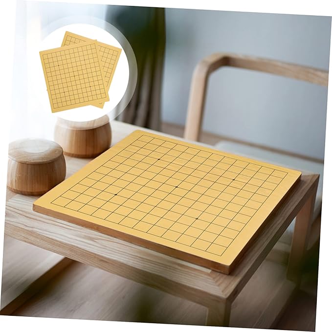 KOMBIUDA Double-Sided Wooden Go Chessboard Set for Boys and Girls 2pcs Portable Folding Board Game Storage for Travel and Family Fun