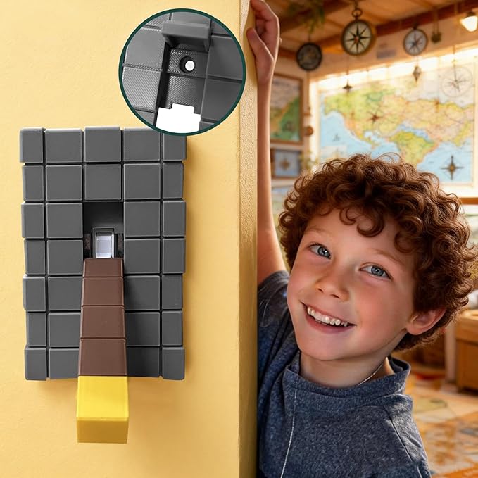 Game Room Light Switch Cover, 1 Toggles Blocks Light Switch Cover, My World Room Decor, 1 Gangs Standard Size for Fans Kids Bedroom Decoration, Yellow stick level