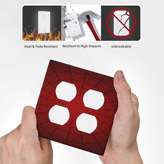 Outlet Covers Red Black Spider Web 2 Gang Decorative Light Switch Cover Double Duplex Wall Plates Switch Plates Electrical Socket Covers for Kids Room Home Decor