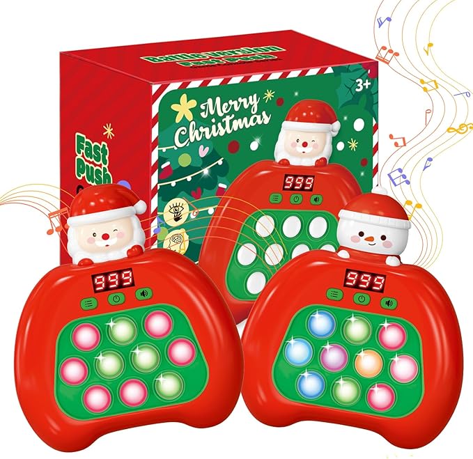 Fidget Toys for Kids, Handheld Puzzle Game with LED Screen & Multiplayer Mode, Sensory Toys for 3-12 Year Old Girls Boys, Fun Battle Gifts for Friends（Christmas）