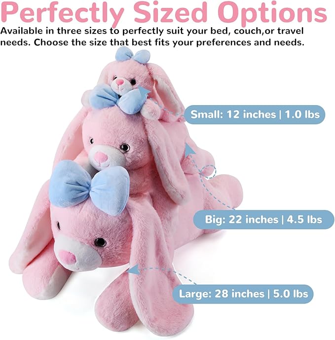 gnomantic Bunny Weighted Stuffed Animals - 28 Inch 5.0 Pounds Weighted Plushies Rabbit - Large Plush Bunny Stuffed Animals Pillow - Cute Plush Toys Gifts for Kids & Adults
