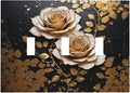 Decorative Light Switch Plate Covers Big Golden White Roses Glod Leaves Black Background 3 Gang Wall Plate Switch Cover Plate Triple Toggle Jumbo Electrical Faceplate for Home Decor