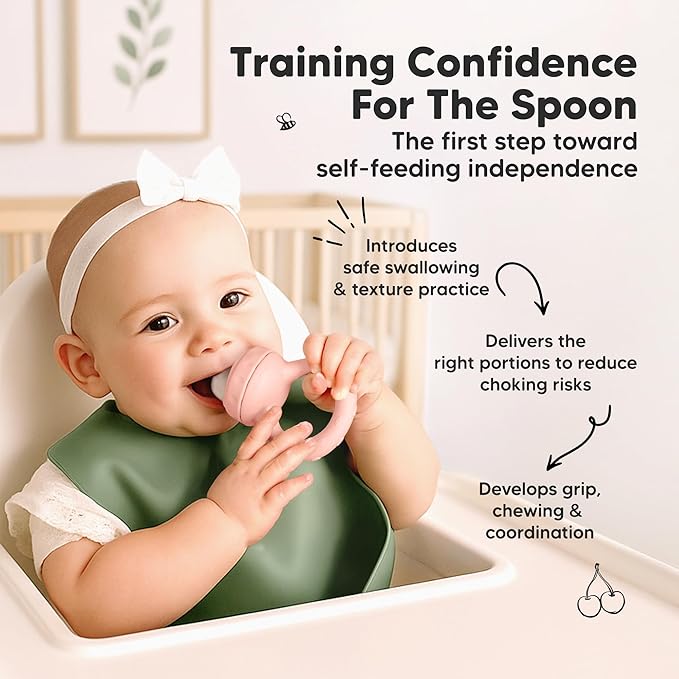 KeaBabies Baby Fruit Feeder 2pk - Silicone Baby Food Feeder for Babies 6-12 Months, Breast Milk Popsicle Teether, Weaning, Pacifier, Freeze Frozen Solid Food, Infant Feeding Essential (Mellow)