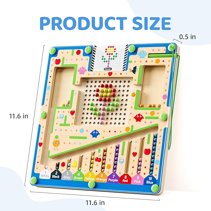 Montessori Number & Shape Puzzle Busy Board, Fine Motor Skills Educational Toy, Counting Matching Preschool Learning Toy, Early Development Sensory Gift for 3-5 Year Old Toddler Boys Girls Yellow