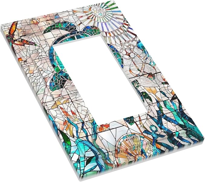 Nautical Green/Blue Sea Ocean Turtle Beach 1-Gang Decorator Rocker Outlet Light Switch Cover Summer Hawaiian Marine Starfish Decorative Single Device GFCI Receptacle Switch Wall Plate Dimmer Mid Size