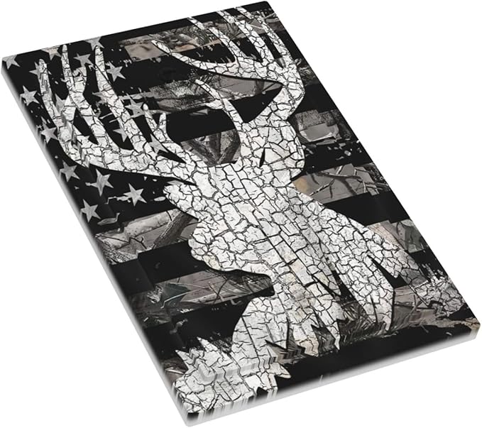 American Flag Forest Antler Deer Elk 1 Gang No Device Wall Plate Decorative Blank Light Switch Cover Switchplate Electrical Faceplate for Bathroom Home Bedroom Art Decor
