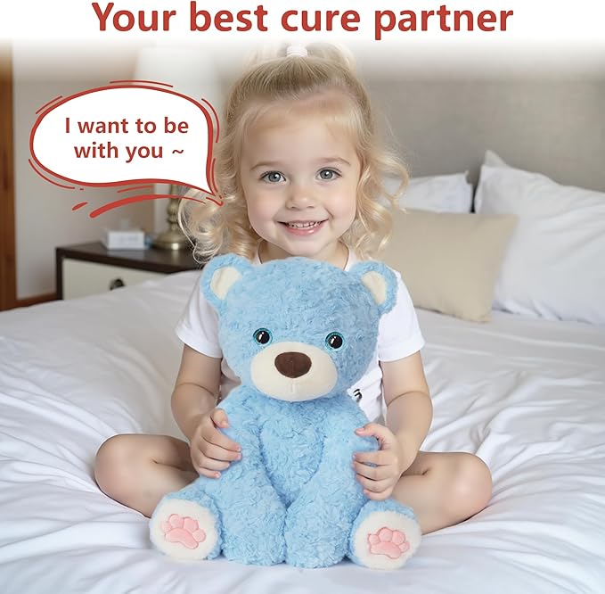 Niuniu Daddy 14" | 3.5 Pound Weighted Bear Stuffed Animal, Giant Blue Weighted Teddy Bear Plush Toy for Kids Adults, Large Big Cute Weighted Body Pillow Plush for Birthday Christmas Holiday Presents