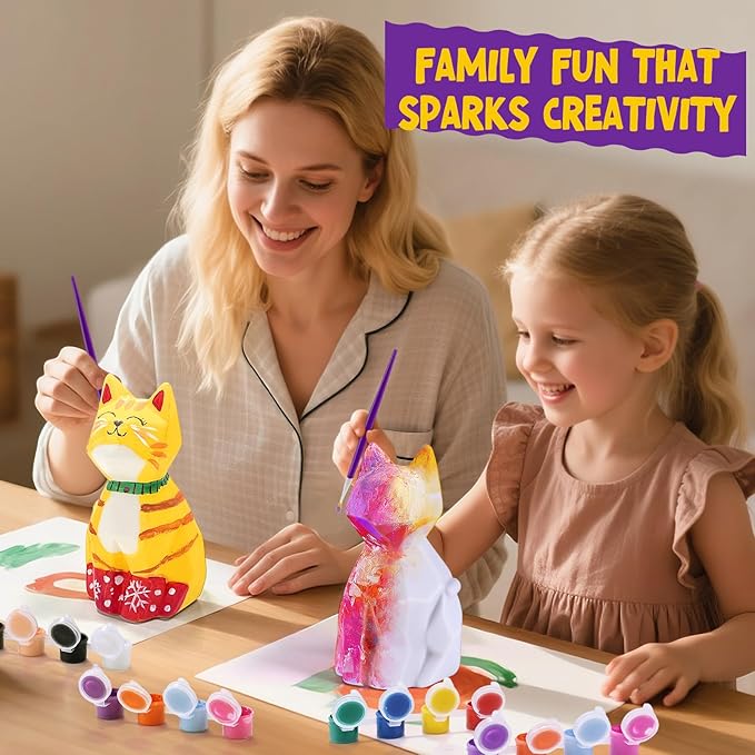 LAOESE Paint Your Own Cat Lamp Kit, Arts and Crafts for Kids Ages 8-12, Art Supplies Painting kit for Kids 6-12, Cat Night Light Toys Girls Boy Birthday Gifts for Kids Ages 3 4 5 6 7 8 9 10 11 12+