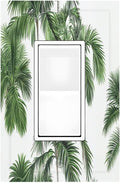 Decorative Outlet Covers Palm Trees Tropical Green Plant Palm Leaf 1 Gang Single Rocker Light Switch Cover Plate Wall Plates Gfci Faceplate For Bed Room Bathroom Decor