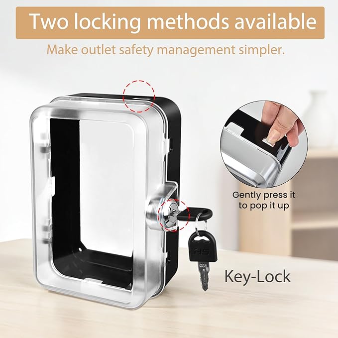 1 Pack Universal Baby Safety Electrical Outlet Cover Box Childproof Plug Cover - More Space for Large Plugs Easy to Install & Use Fit Socket Protector (1Pack, Black)