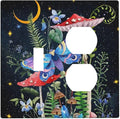 Decorative Fariy Tale Mushroom 2-Gang 1-Toggle 1-Duplex Combination Receptacle Wall Plate Boho Gothic Moth Hippie Moon Stars Butterfly Combo Device Toggle/Outlet Light Switch Faceplate Cover