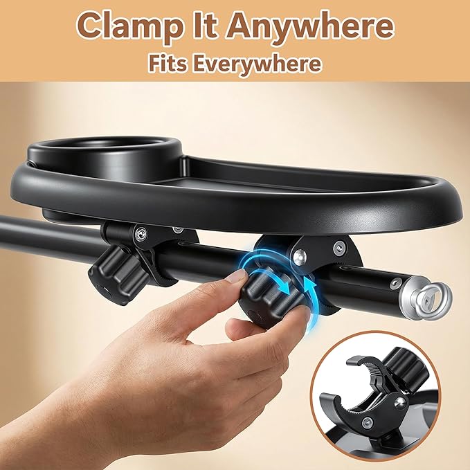 Li&Zhao Universal Stroller Snack Tray 3-in-1 Detachable Stroller Snack Tray Attachment with Secure Phone Holder, Spill-Proof Cup Holders Compartments, Easy-Clean Universal Snack Tray for Stroller