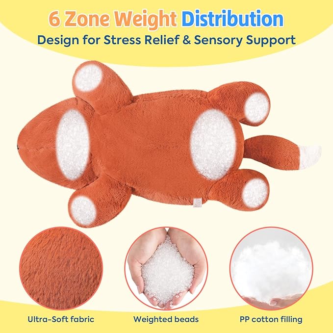 PEACH CAT 25.6 inch 5 lbs Fox Weighted Stuffed Animals Large Weighted Plush Soft Plushies Toys Body Pillow Gifts for Kids Adults