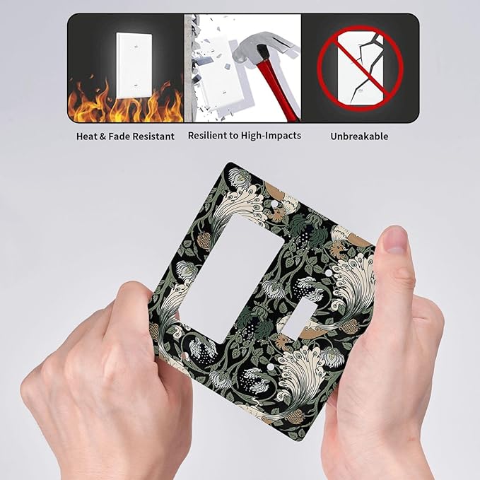 Outlet Covers William Morris Vintage Floral Plants And Birds 1 Toggle 1 Rocker Combination Decorative Wall Plate Light Switch Cover Plate Electrical Switch Plates for Bedroom Home Decor