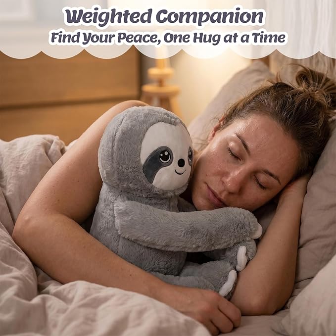 BRICHOEE 5lbs Weighted Sloth Stuffed Animals, 20'' Weighted Comfort Sensory Soothing Plush Toy, Cuddling Calming Cuddle Companion Gifts for Adults & Kids