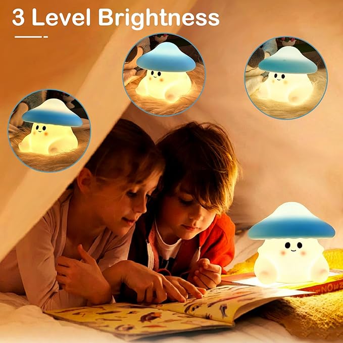 Mushroom Night Light for Kids, Cute Ghost Mushroom Lamp Silicone Baby Nursery Night Lamp, Dimmable Squishy Touch Bedside Lamps, Adorable Rechargeable Animal Lamps Gifts Kawaii Room Decor Girls Boys