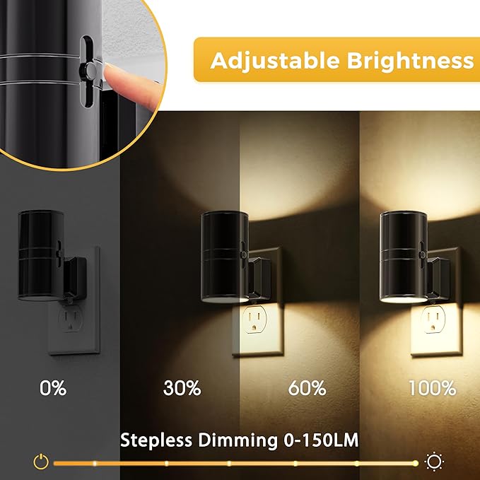 L LOHAS LED Night Light, Automatic Night Lights Plug into Wall, 2 Pack Nightlights with Light Sensor, 3000K Soft White 0-100LM Dimmable Modern Nightlight for Kids Bedroom Hallway