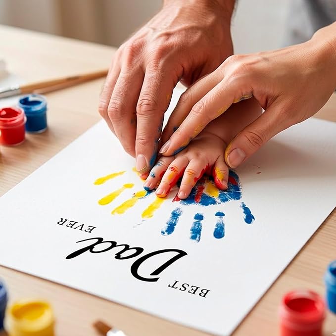 NELXI Funny fathers day card SET 3, handprint card for dad, best dad ever hands down gift, best dad ever gifts from kids, diy fathers day keepsake, family handprint kit, kids footprint craft