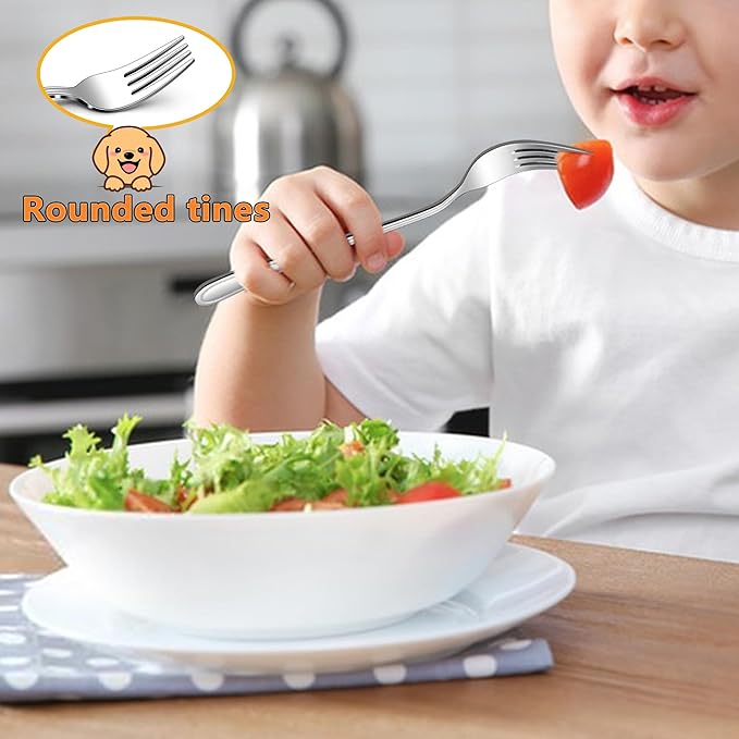 LIANYU 8-Piece Toddler Utensils Set, Stainless Steel Kids Silverware Set, 4 Kids Spoons and 4 Toddler Forks, Children Child Flatware Cutlery for Home Preschools, Dishwasher Safe