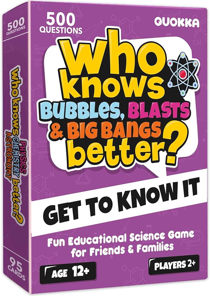 Board Games for Kids 8-12 – Family Card Games for Kids and Adults – Science Trivia Cards for Family Game Night – Who Knows Chemistry Physics Astronomy Better – Fun Card Game for Families and Teens
